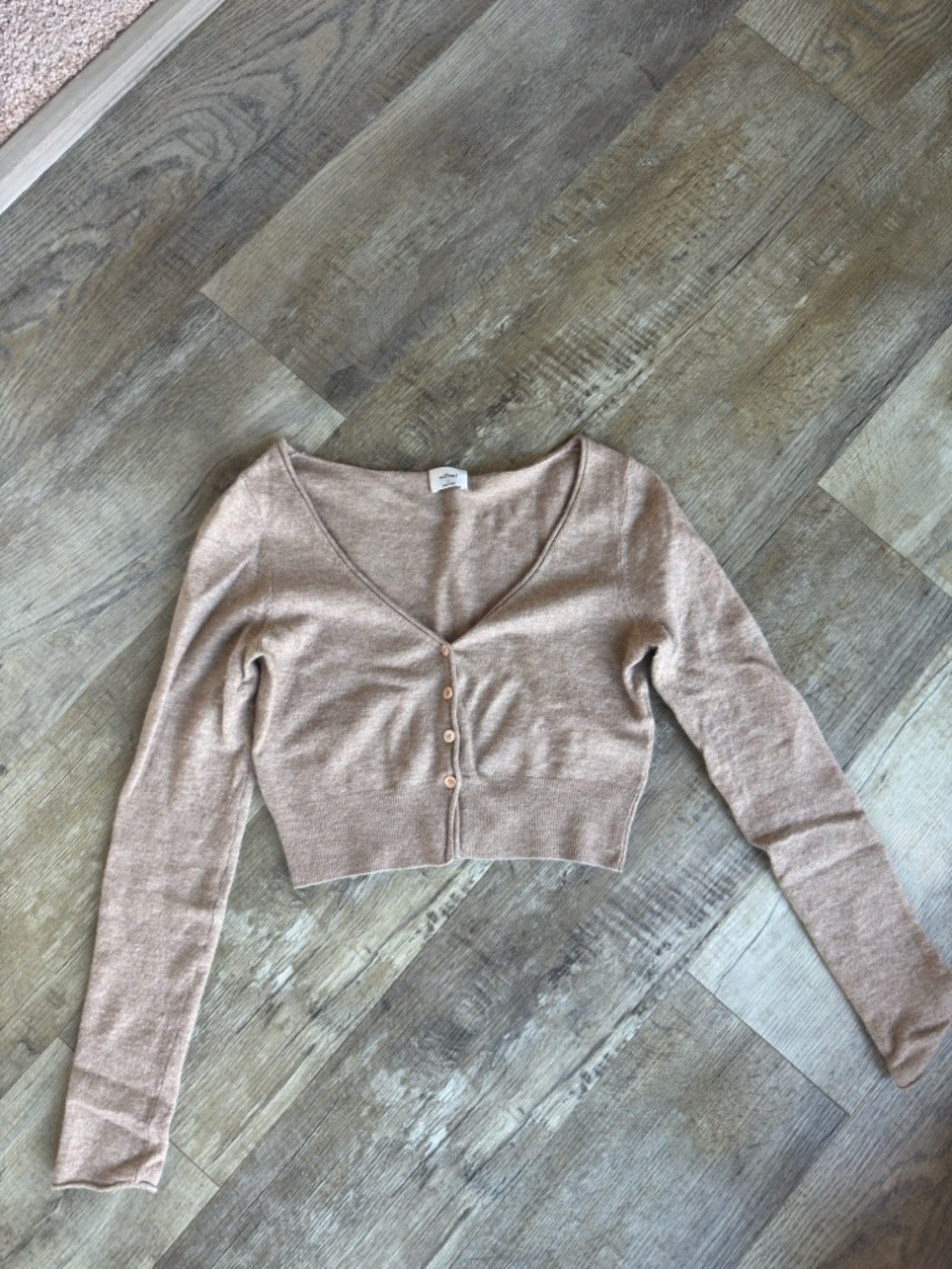 Wilfred Cropped Button Front Knit Cardigan - Taupe